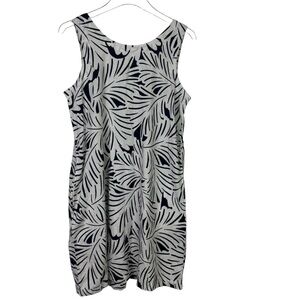 Nicole Miller Navy and White Leaf Pattern Dress